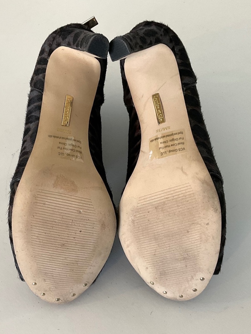 LOUISE ET CIE Veronica Cow Hair Fur Leopard Print Heels Black Grey Brown Size 8 - Picture 4 of 11